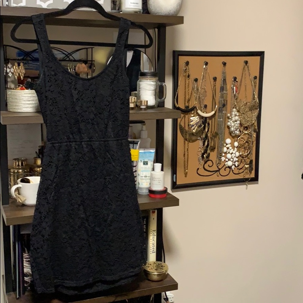 Black Lace A Line Dress